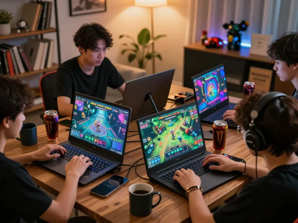 KADAL778 players enjoying a thrilling online gaming session in a cozy home environment.
