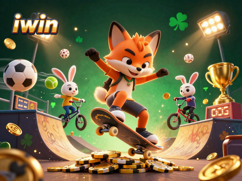 Experience thrilling iwin adventures with animated characters in a dynamic casino scene.