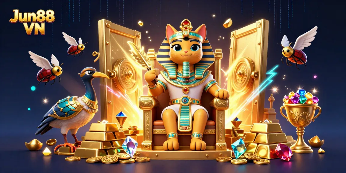 Engage in thrilling gameplay with Jun88 VN, featuring a vibrant 3D casino scene full of treasure and excitement.