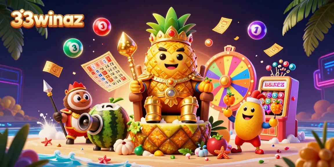 Engage with 33winaz's vibrant 3D casino scene showcasing thrilling lottery action and dynamic visuals.