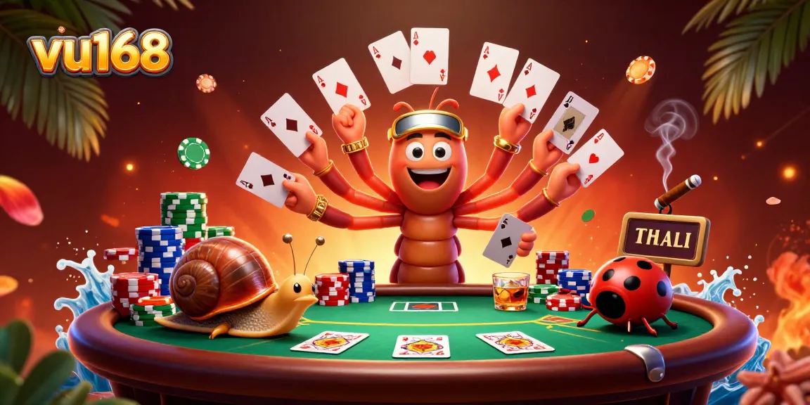 Engage with the excitement of vu168 through dynamic poker gameplay featuring unique casino characters and vibrant elements.