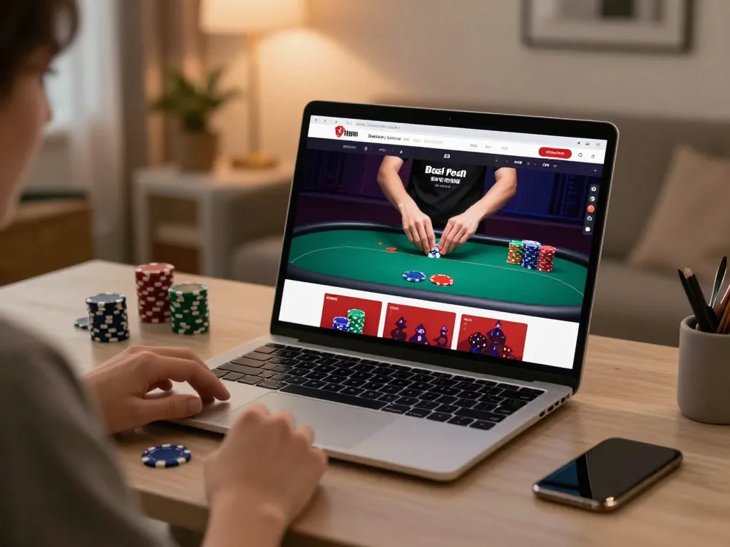 aa88i players enjoy online poker in a cozy home setup enhancing their gaming strategy.