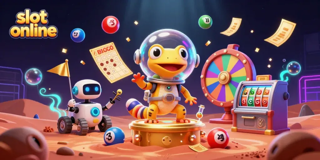 Spin the reels in an exciting slot online adventure featuring a Martian gecko discovering a golden casino on Mars.
