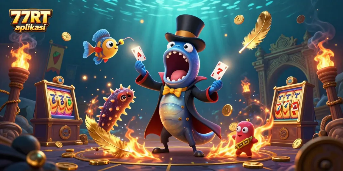 Experience thrilling gameplay with 77RT aplikasi in this vibrant underwater casino scene