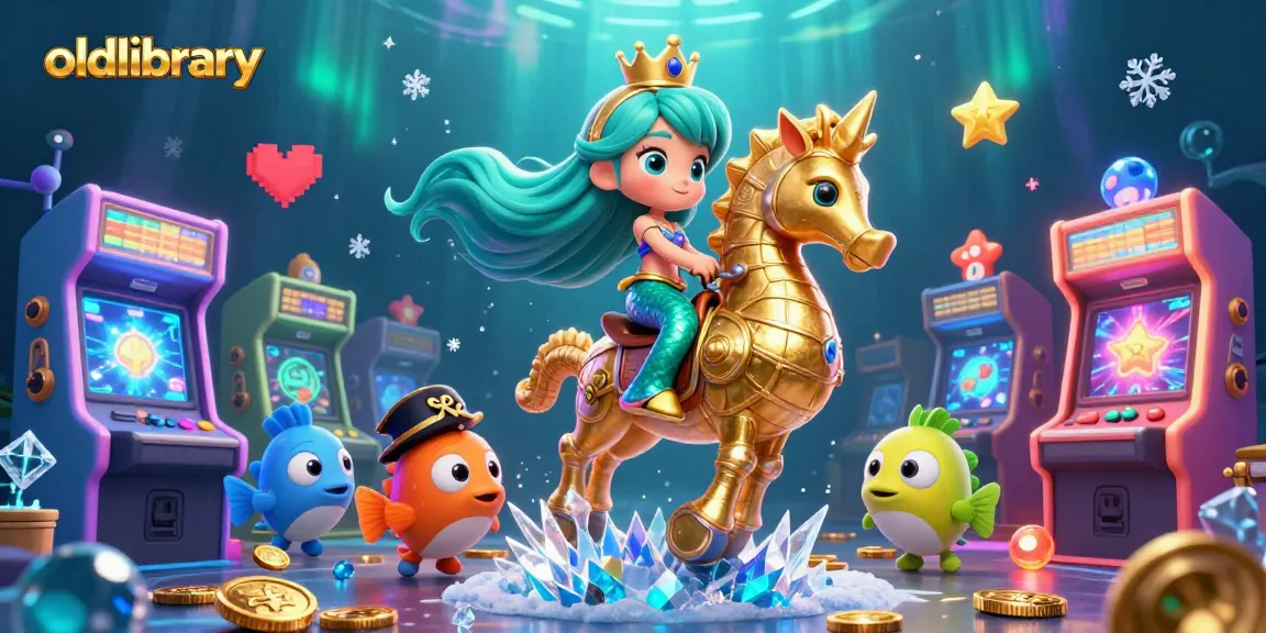 Win exciting jackpots with oldlibrary's magical mermaid and seahorse in a vibrant casino adventure.