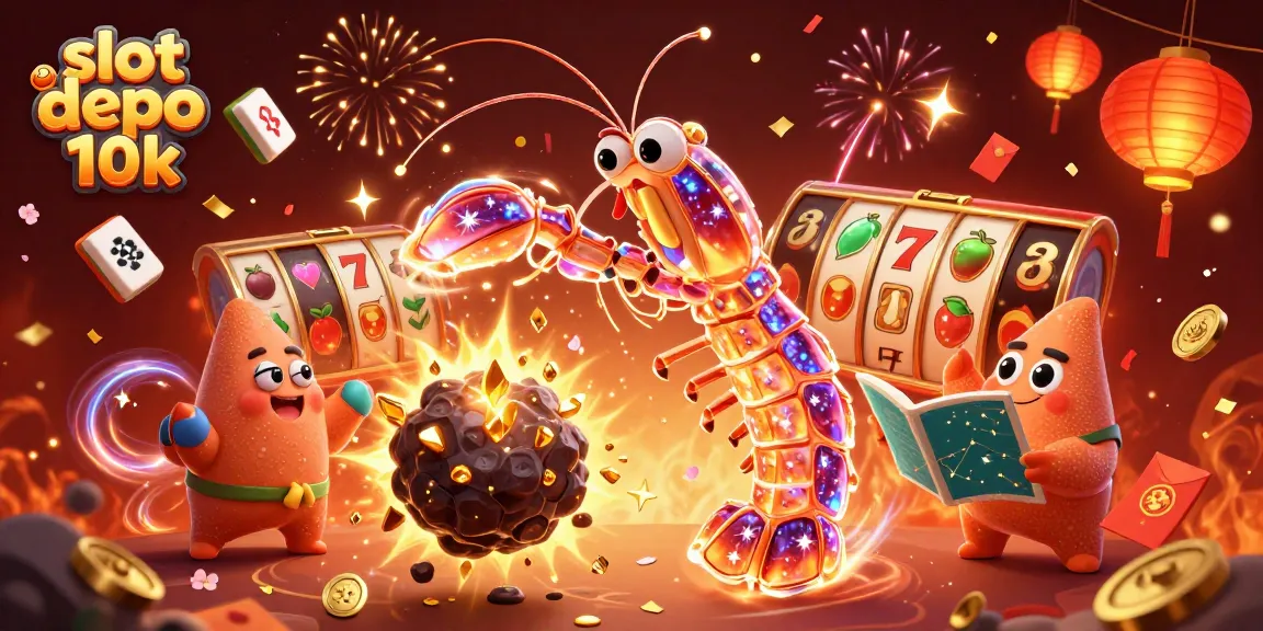 Experience thrilling wins at slot depo 10k with exciting character adventures in a casino-themed illustration.