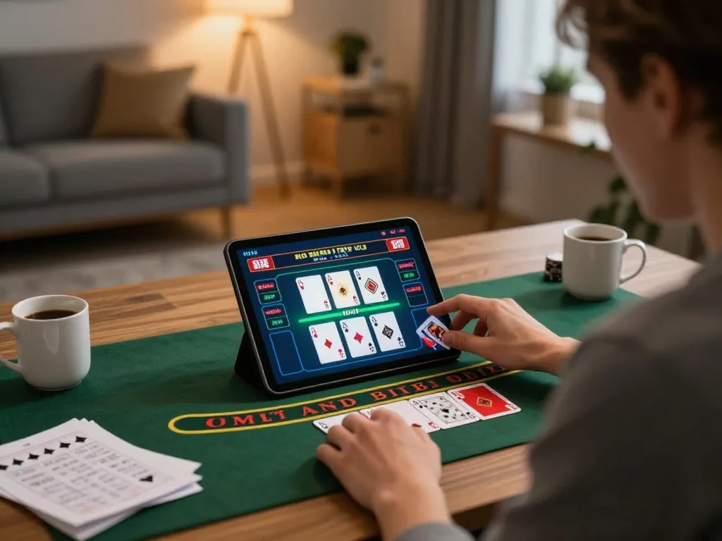 Engaging in live dealer gameplay on dn88, a stylish home gaming setup showcasing strategy in action.