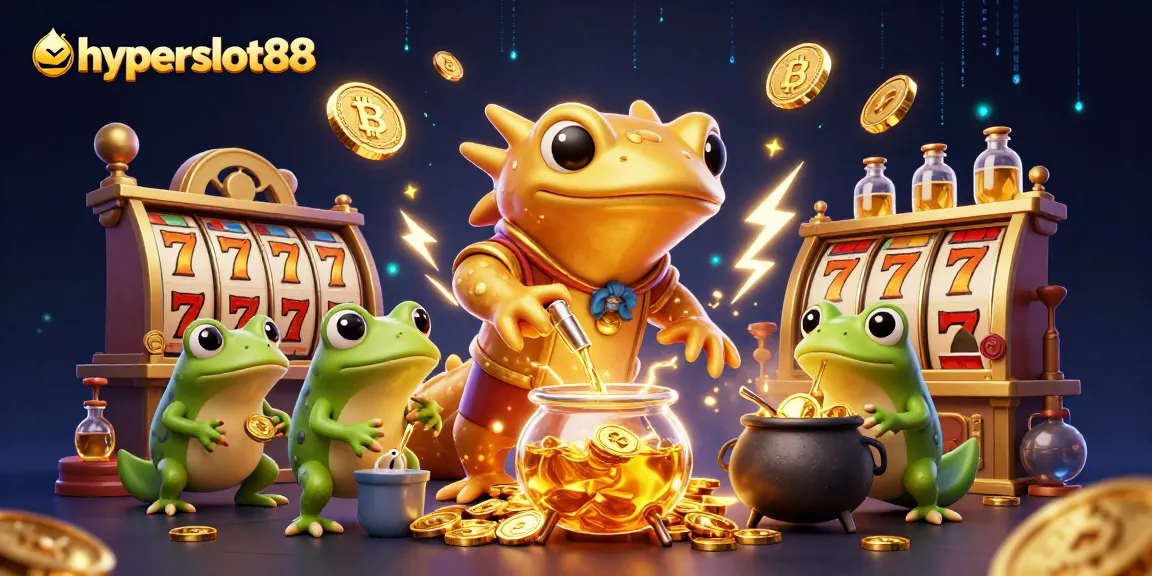 Experience thrilling gameplay with hyperslot88, featuring a dynamic scene of unique characters and casino elements.