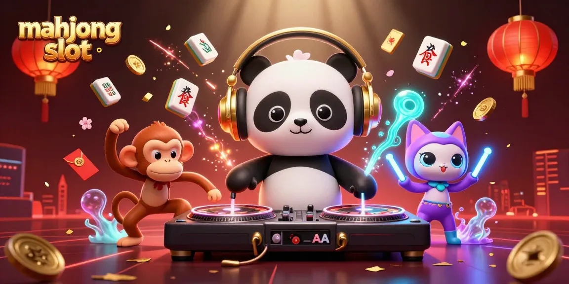 Engage in the vibrant mahjong slot world with DJ panda, dancing monkey, and glow-stick kitten.