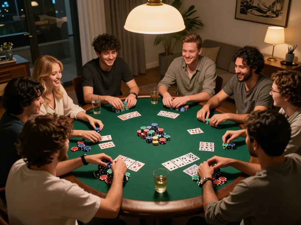 Enjoying a poker night with friends and smartcityhostels atmosphere in a cozy setting