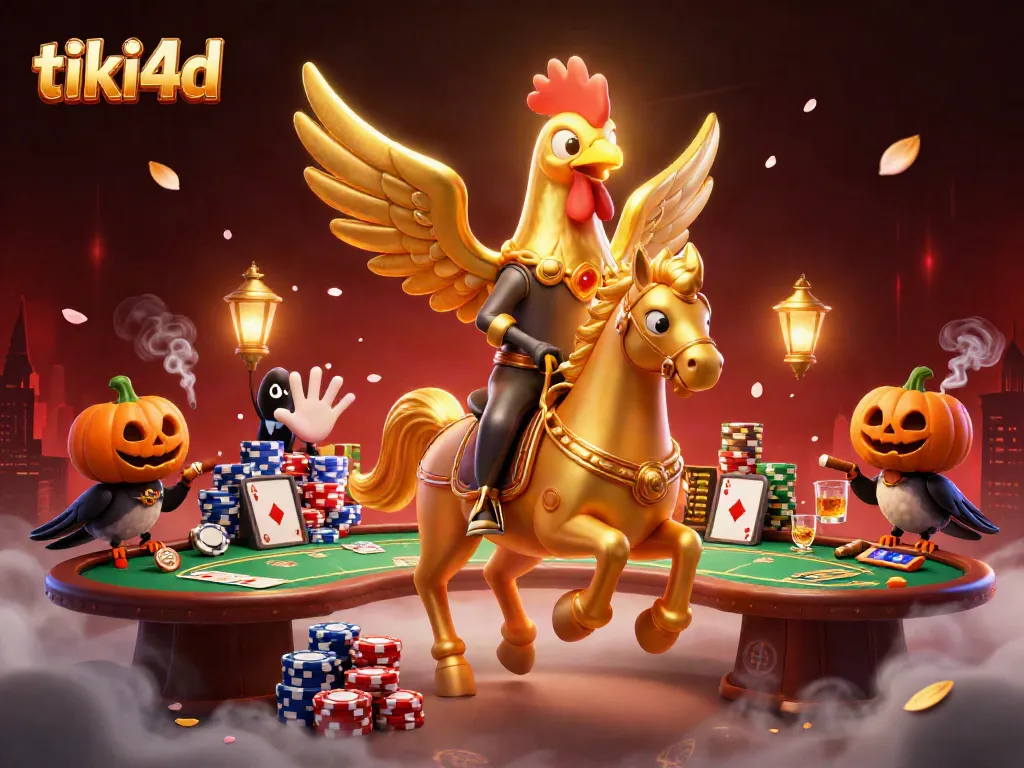 Mainkan permainan kasino menyenangkan di tiki4d dengan ilustrasi 3D kasino yang penuh warna dan detail.