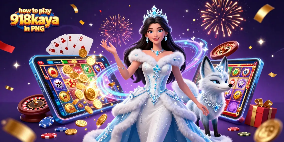Play 918kaya in PNG with vibrant slot games, golden coins, and exciting casino moments.