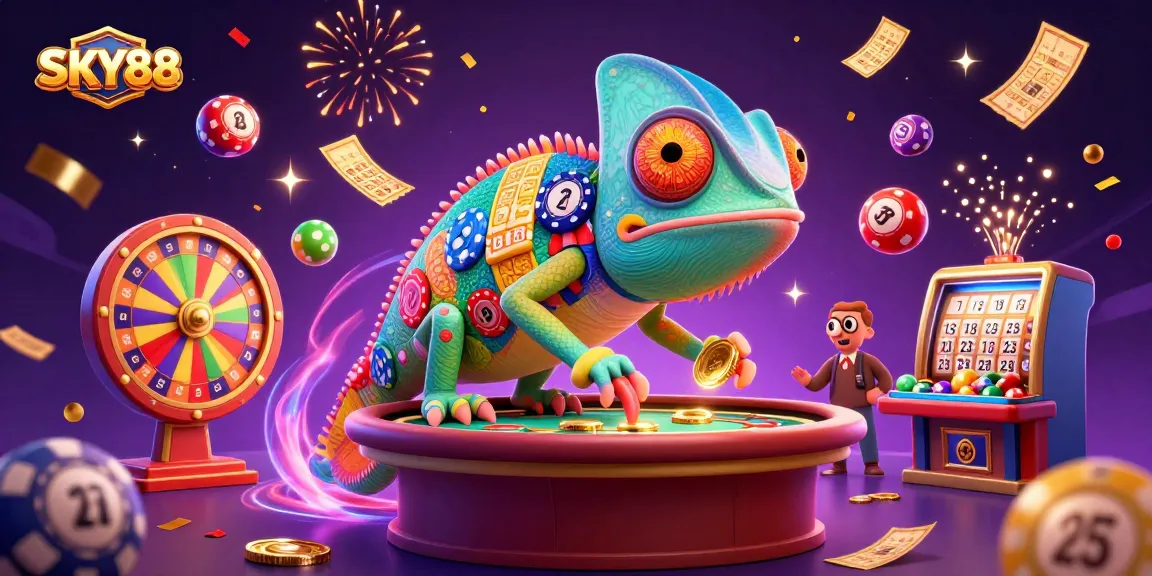 Engage with exciting bets at SKY88 with vibrant casino elements and dynamic characters.