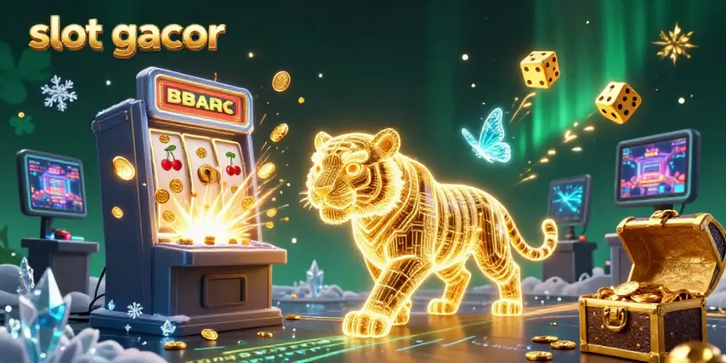 Experience the excitement of slot gacor with vibrant casino-themed 3D illustration featuring dynamic symbols.
