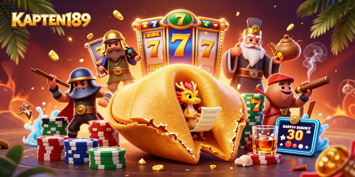 KAPTEN189 mempromosikan momen bermain slot dengan keberuntungan di ilustrasi keceriaan kasino.