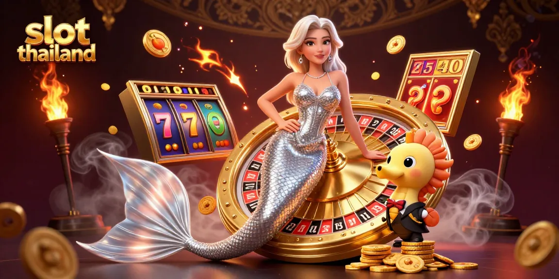 Experience the excitement of slot thailand with a glamorous scene featuring dazzling characters and casino elements.