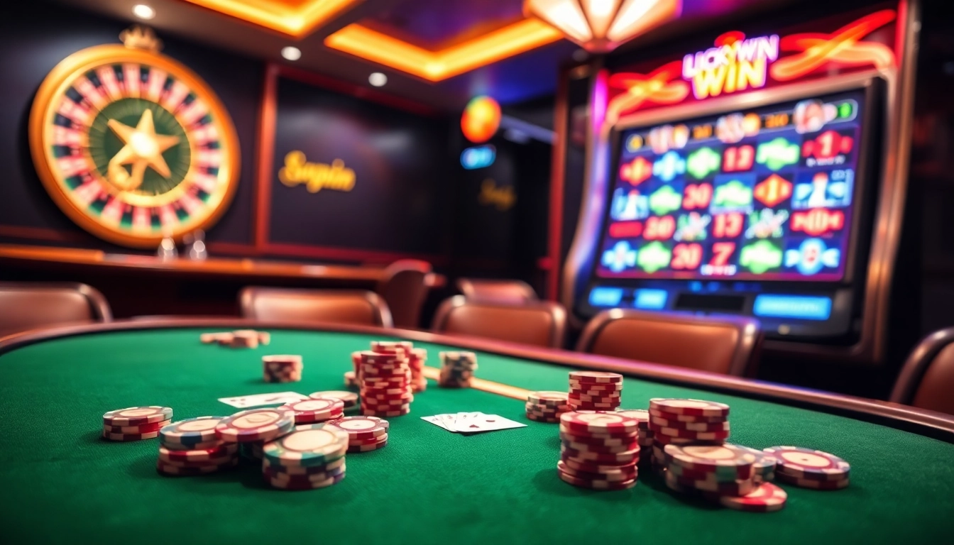 Participants enhancing their strategy at a Luckywin poker table, immersed in a luxurious gambling environment.