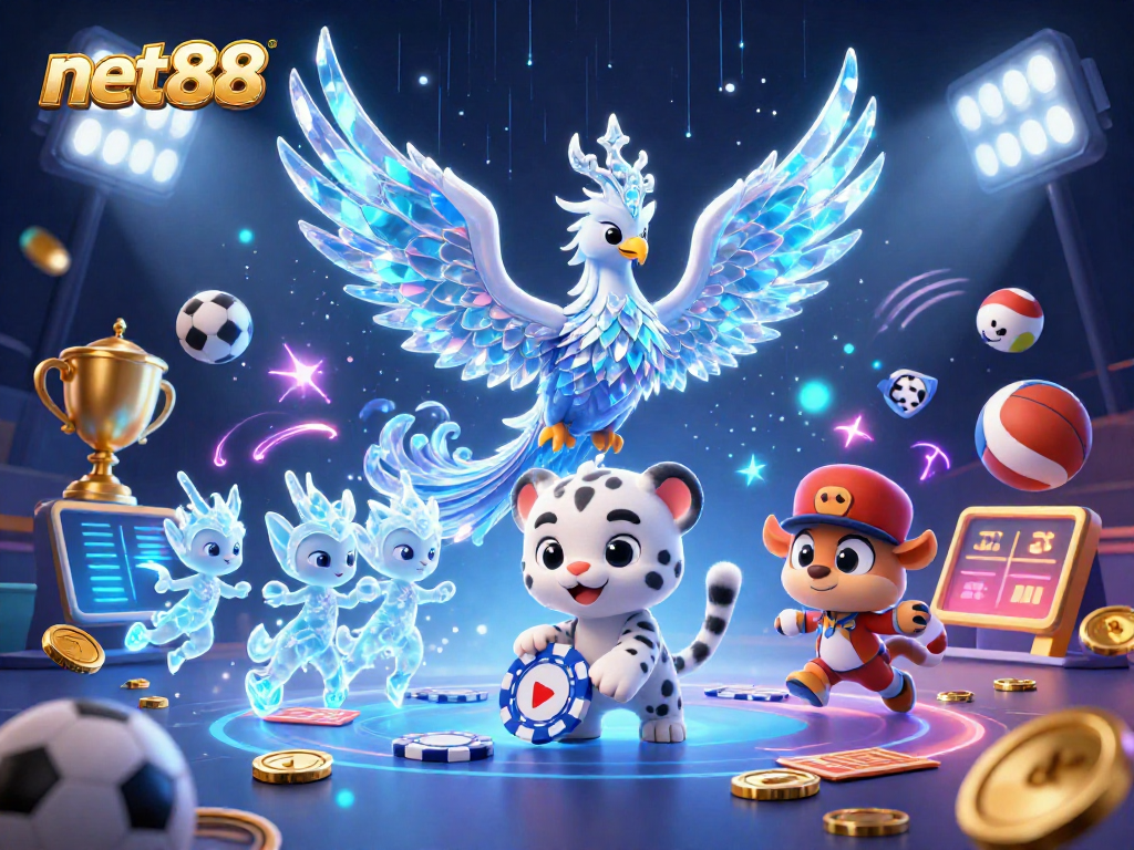 Engage with net88's exciting gaming scene featuring a vibrant, illuminated casino atmosphere.