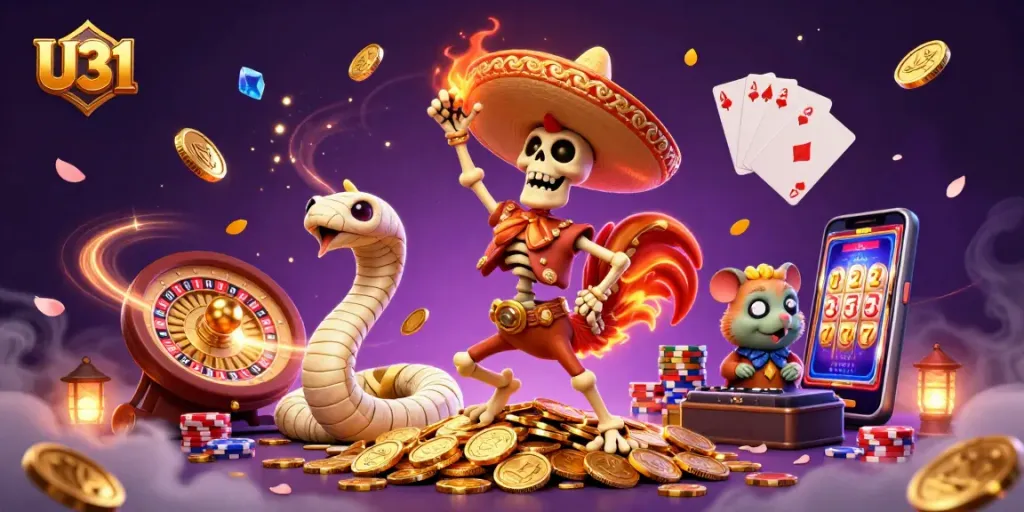 U31 showcases thrilling casino action with vibrant characters, exciting gameplay, and rich golden visuals.
