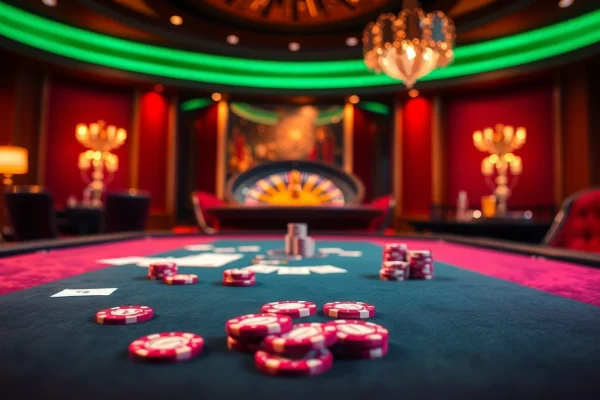 Experience the thrill of ww88 with vibrant poker chips and a luxurious casino setup.