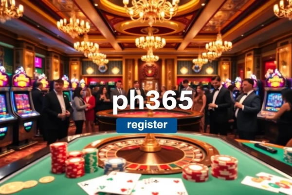 Join the excitement at the casino with a ph365 register button inviting players to experience luxury gaming.