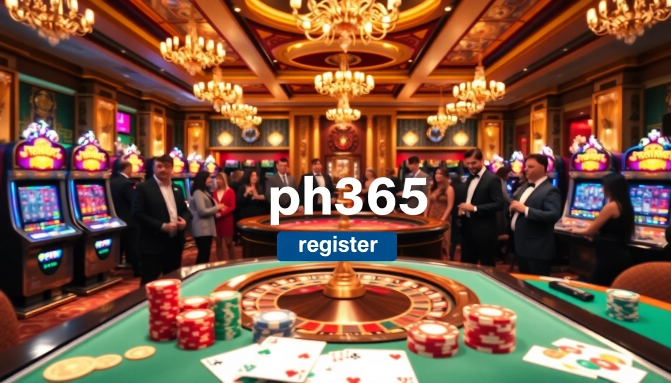 Join the excitement at the casino with a ph365 register button inviting players to experience luxury gaming.