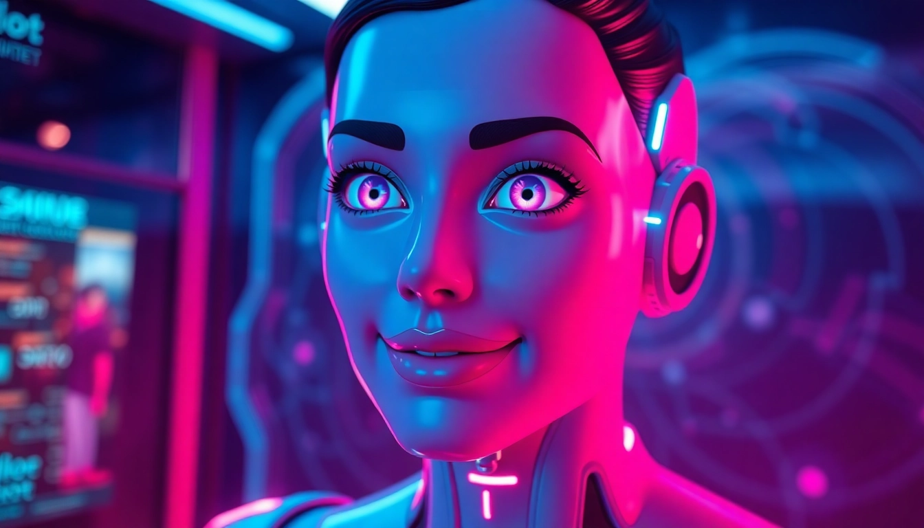 AI Slut chatbot avatar in a vibrant digital setting, representing modern AI companionship.