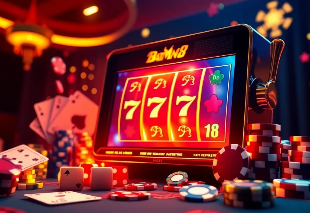 Players engage with the batman138 online casino's vibrant slot games, experiencing luxury and excitement.
