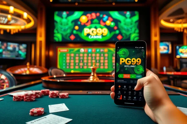 Experience thrilling online gambling with PG99's vibrant casino scene featuring roulette and poker.