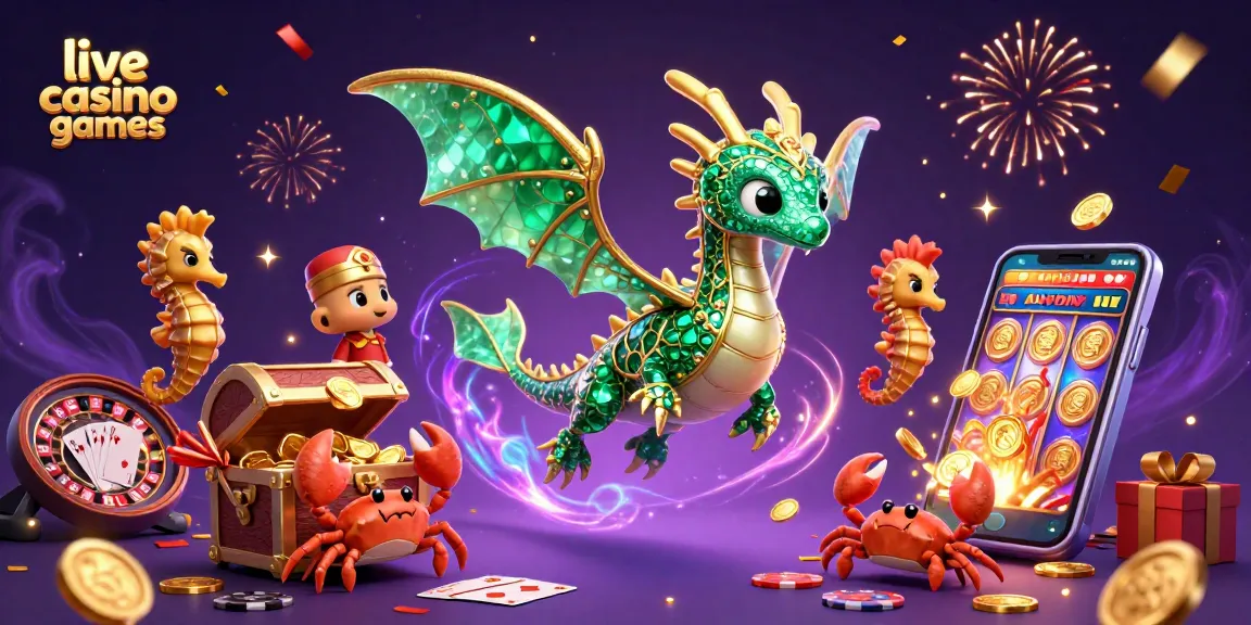 Experience live casino games with a dazzling sea dragon and vibrant elements illustrating excitement and winning