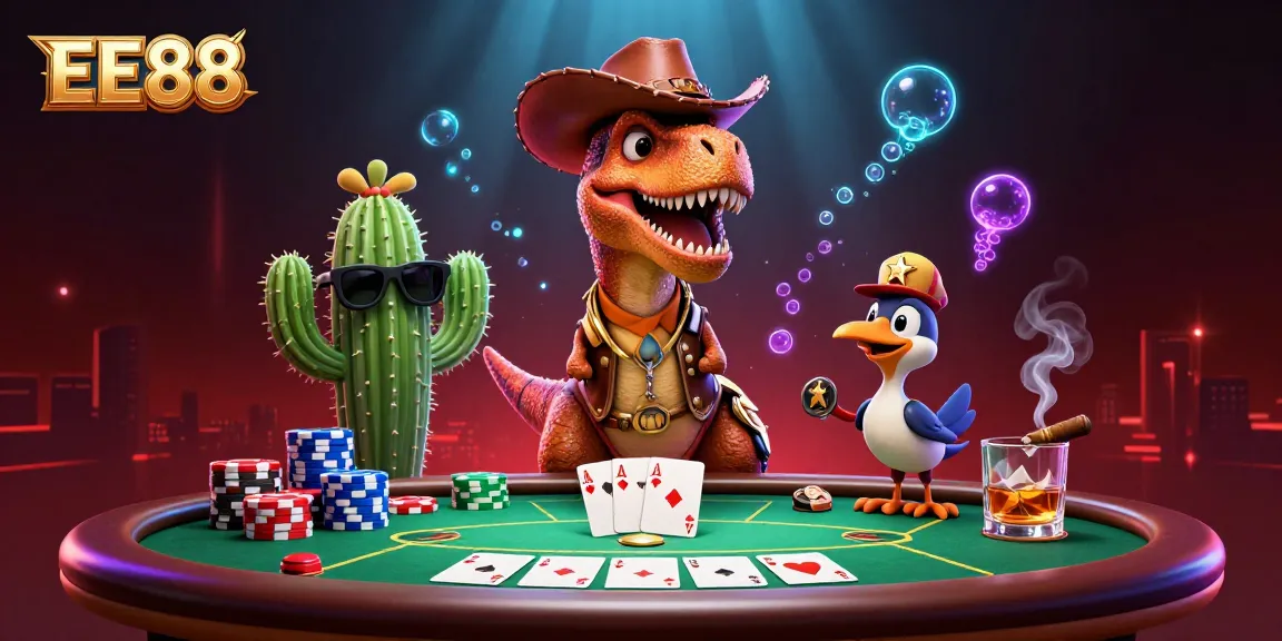 Experience the thrill of EE88 with a vibrant poker scene featuring unique characters.