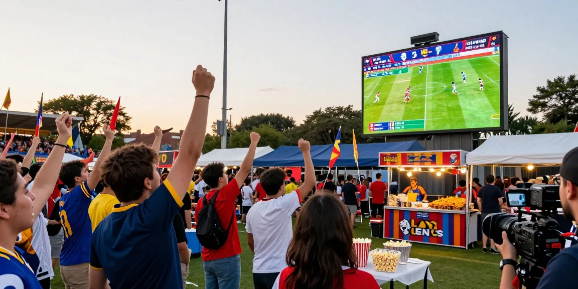 شاهدة مباريات كأس العالم بث مباشر with fans cheering in a packed stadium during a live football match.